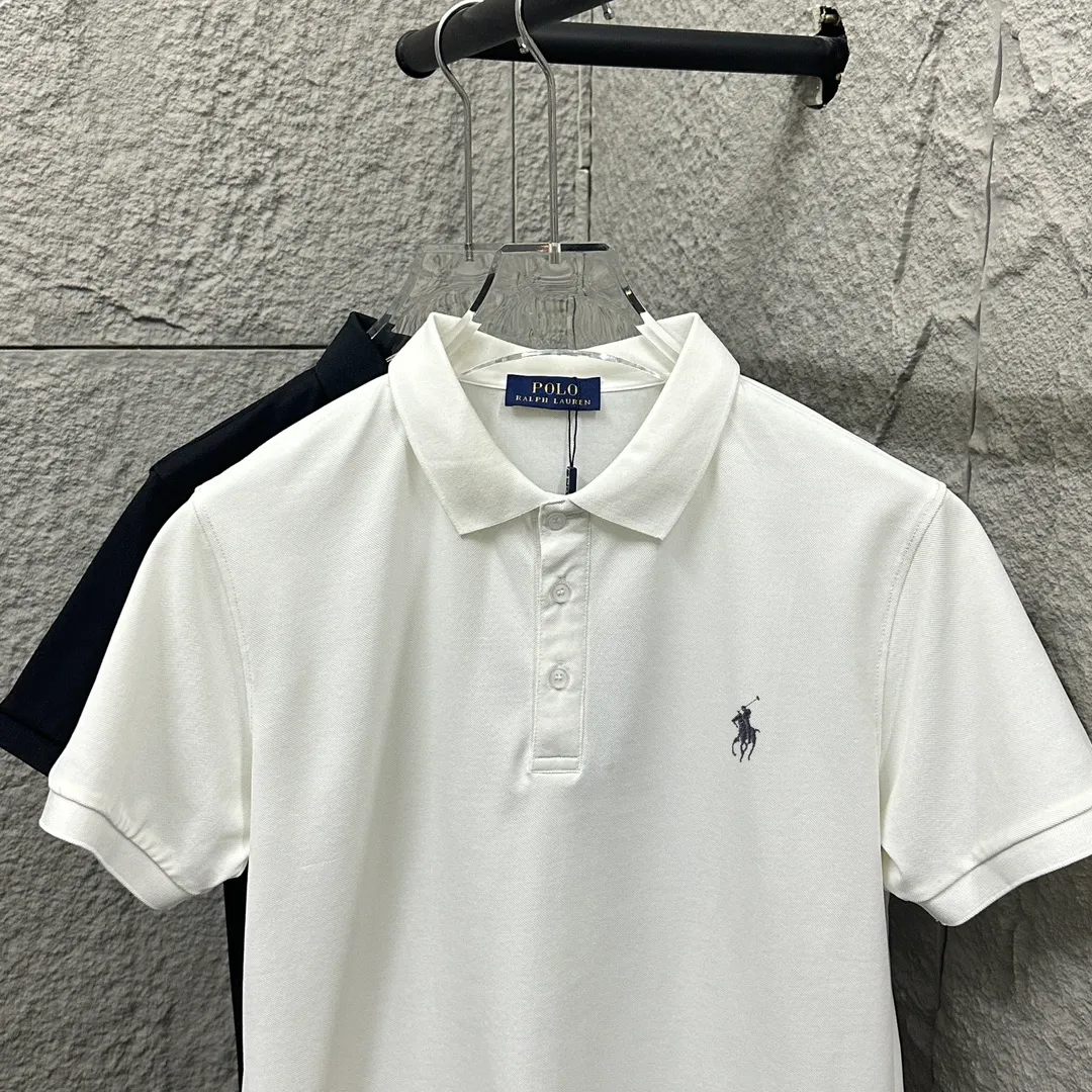 🅿️180 Ralph Lauren POLO 2025 Spring and Summer New Style Simple logo small embroidery pique fabric Short-sleeved polo for men and women Size: M L XL 2XL 3XL Color: Black White